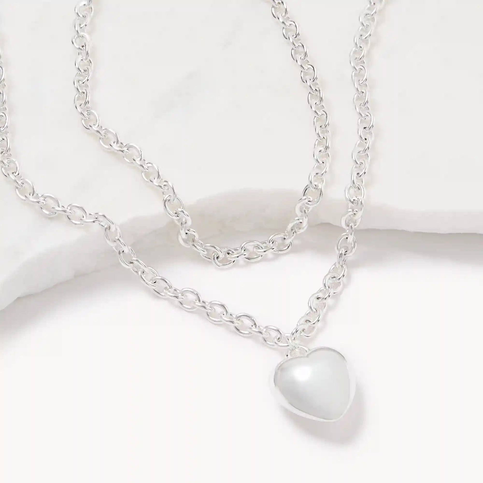 2-Piece Heart Pendant Layered Necklace Set