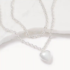 2-Piece Heart Pendant Layered Necklace Set