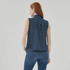 Printed Tie-Neck Tank Top