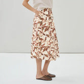 Linen Blend Printed Midi Skirt