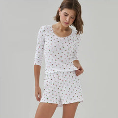 Pointelle Printed Sleep Top