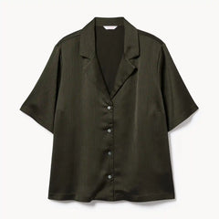 Women+ Plisse Satin Camp Shirt