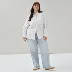 Women+ Oversized Linen Cotton Button-Up Shirt