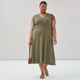 Women+ Button Front Midi Dress