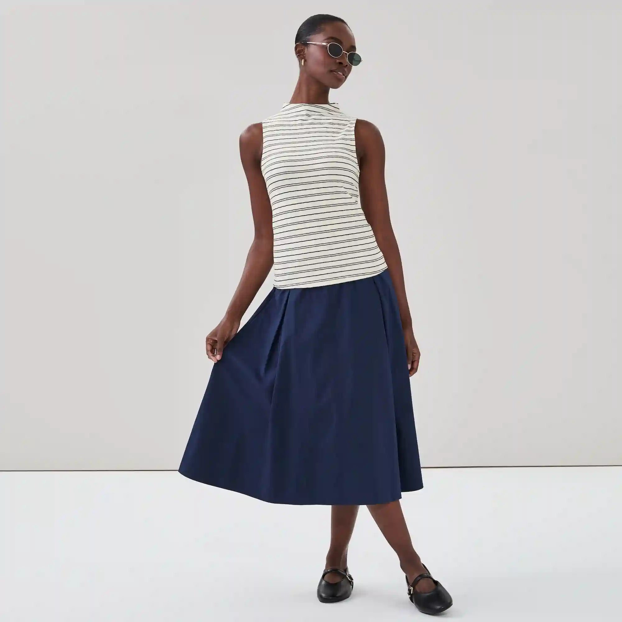Funnel Neck Striped Top
