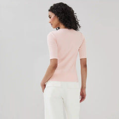 Ribbed Quarter Sleeve T-Shirt