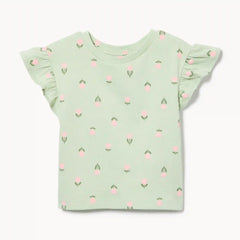 Baby Girls' Printed Flutter Sleeve T-Shirt
