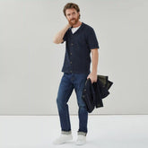 Men's Striped Button-Up Polo Sweater