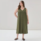 Women+ Button Front Midi Tank Dress