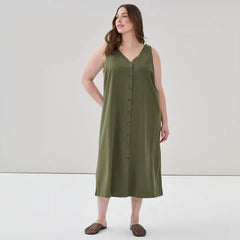 Women+ Button Front Midi Tank Dress