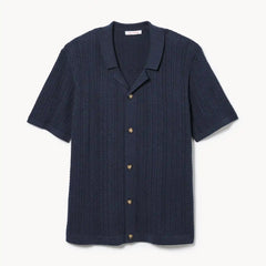 Men's Striped Button-Up Polo Sweater