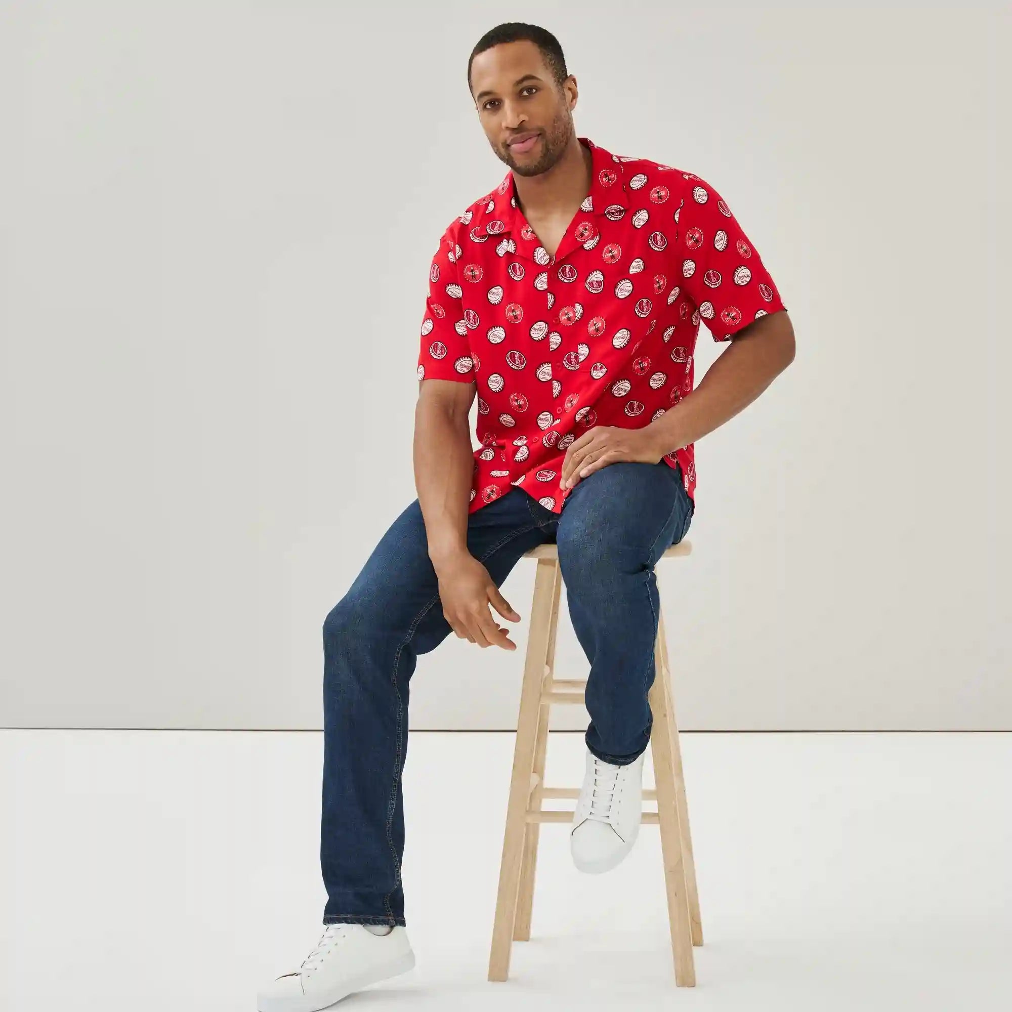 Adult Coca-Cola Button-Up Shirt