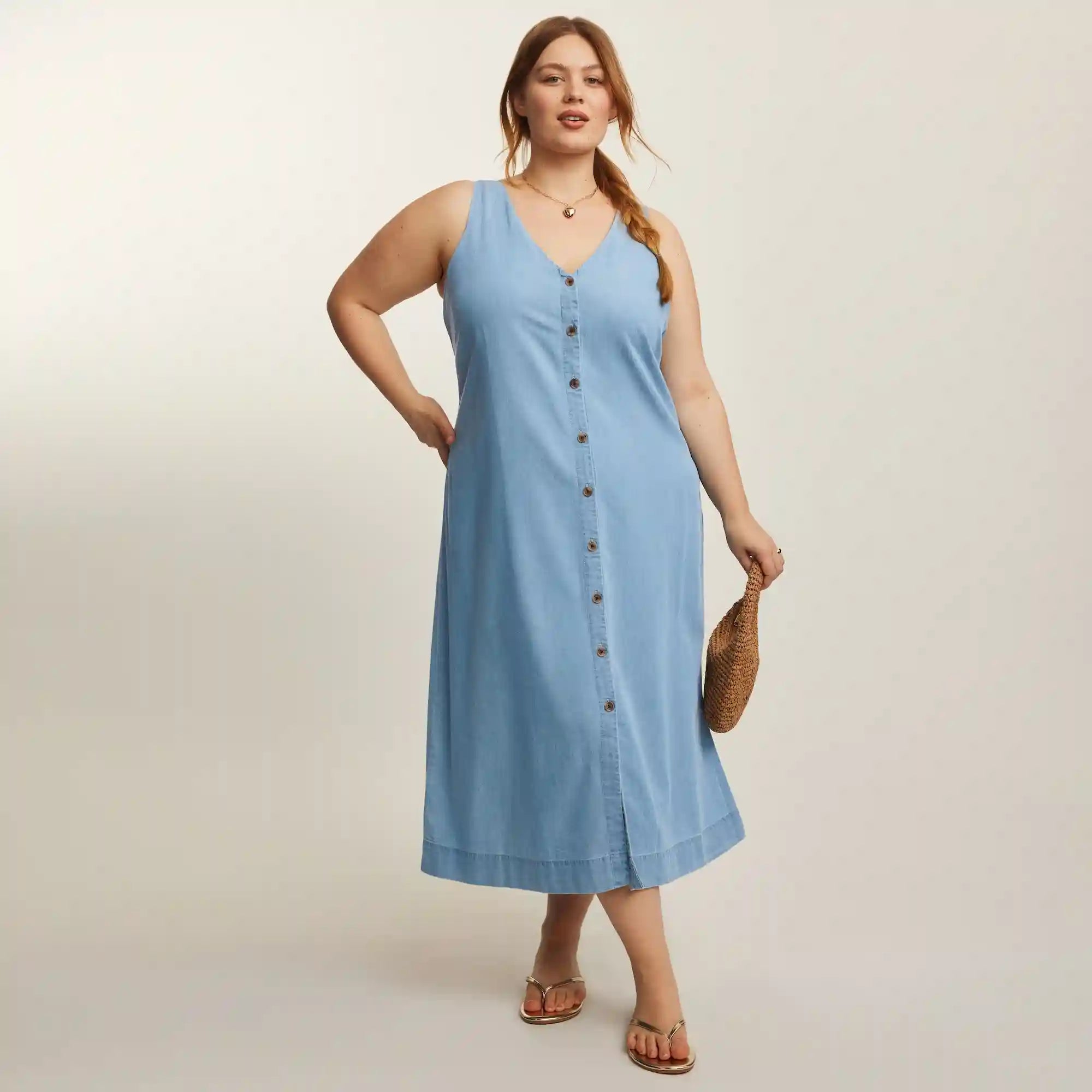 Women+ Soft Denim Midi Dress