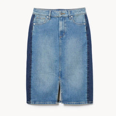 Denim Two Tone Midi Skirt