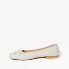 Linen Square Toe Flats