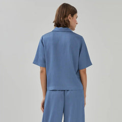 Plisse Satin Camp Shirt