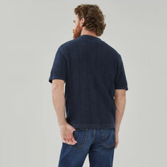 Men's Striped Button-Up Polo Sweater