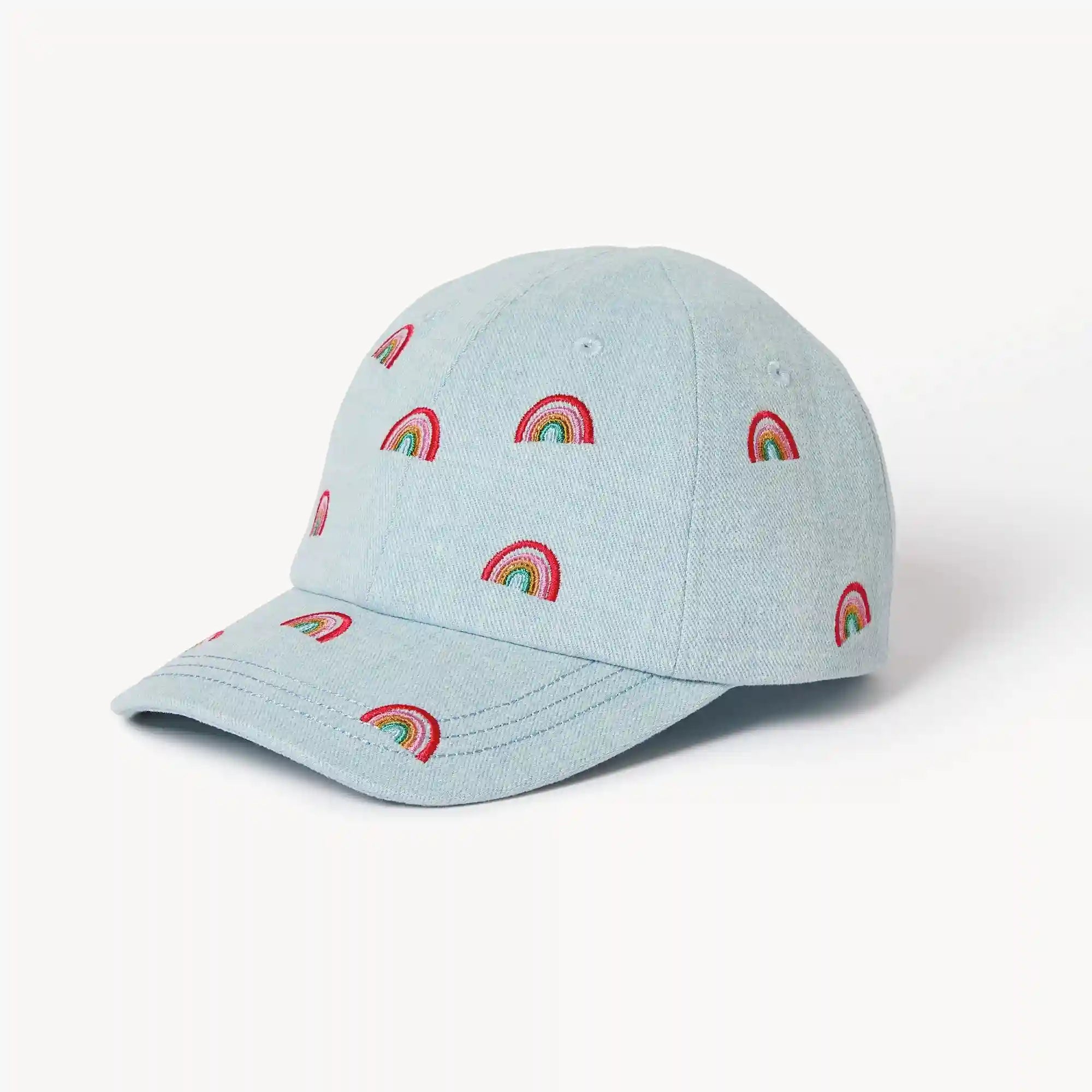 Toddler Girls' Denim Rainbow Baseball Cap