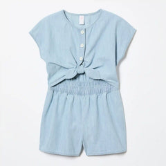 Kid Girls' Chambray Front Tie Romper