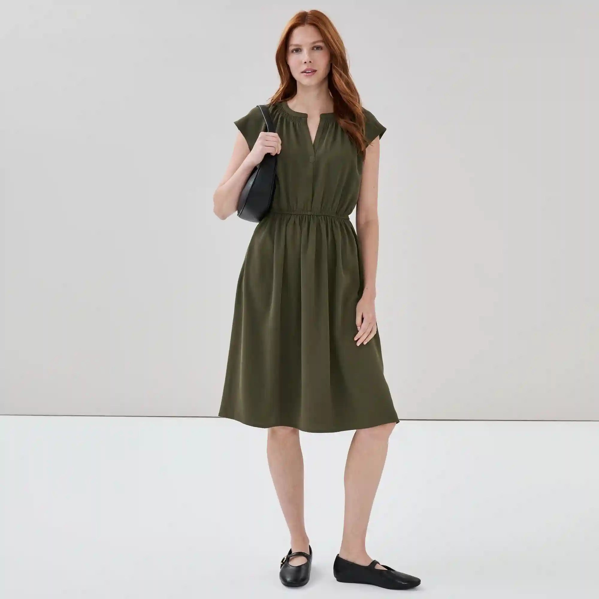 Crepe Short Sleeve Dress