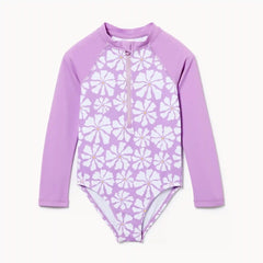 Toddler Girls' Printed Rash Guard Swimsuit