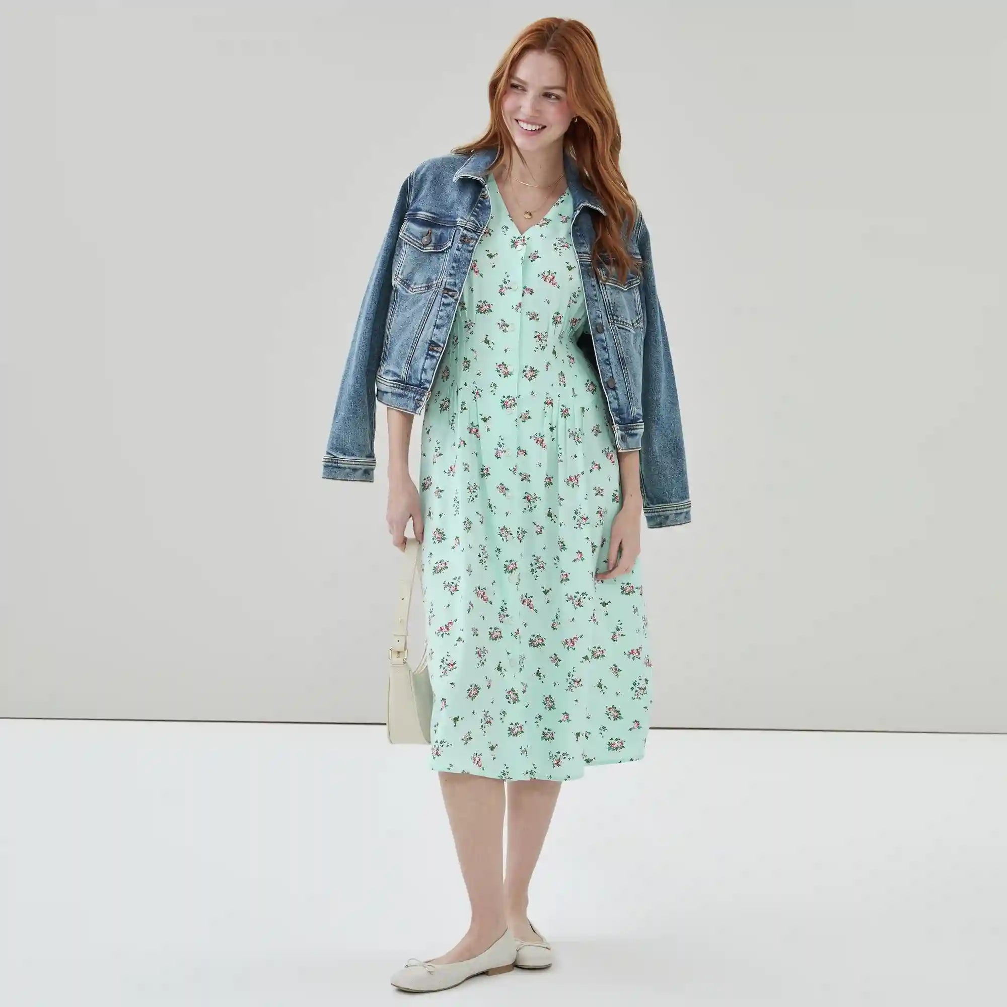 Pintuck Midi Dress