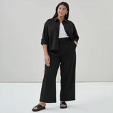 Women+ Linen Cotton Cropped Long Sleeve Shirt