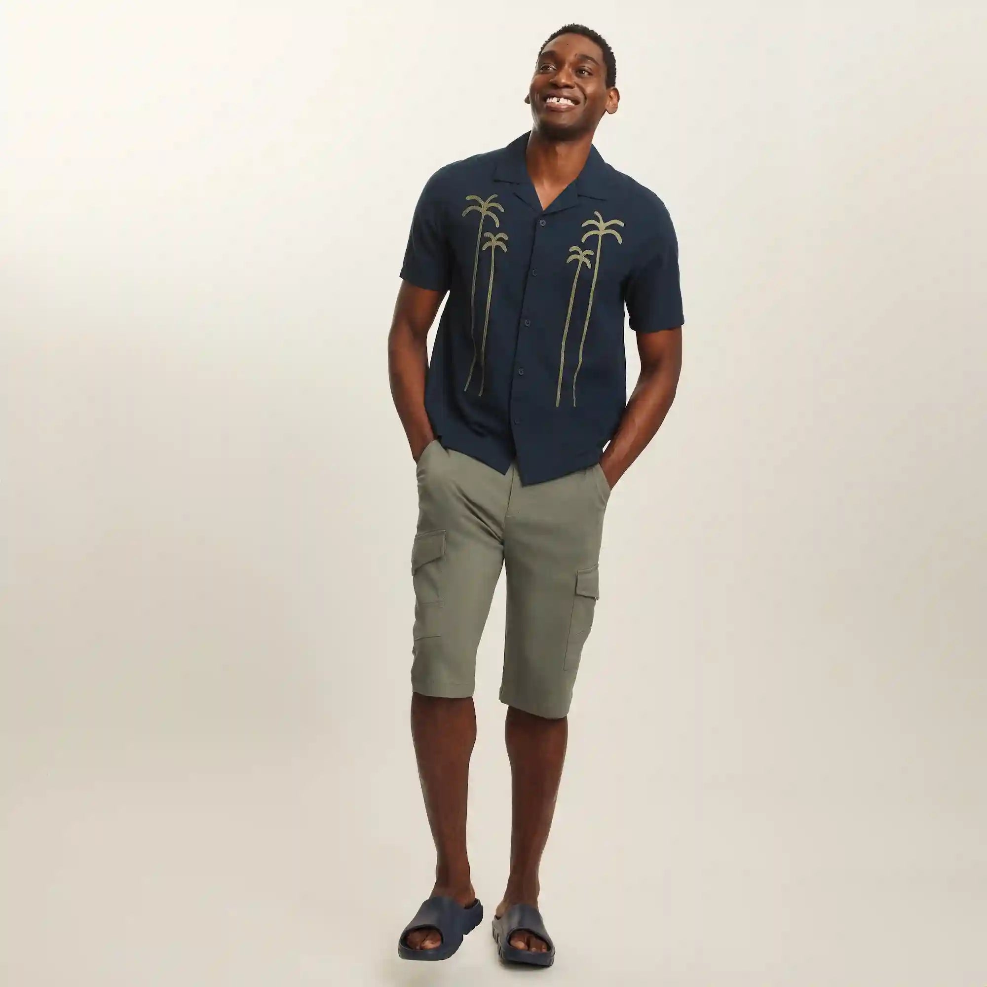 Men's Embroidered Camp Collar Shirt