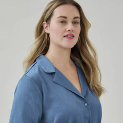 Women+ Plisse Satin Camp Shirt