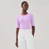 Ribbed Quarter Sleeve T-Shirt