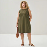 Women+ Linen Cotton Midi Shift Dress
