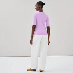 Ribbed Quarter Sleeve T-Shirt