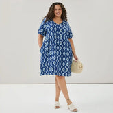Women+ Linen Blend Puff Sleeve Dress