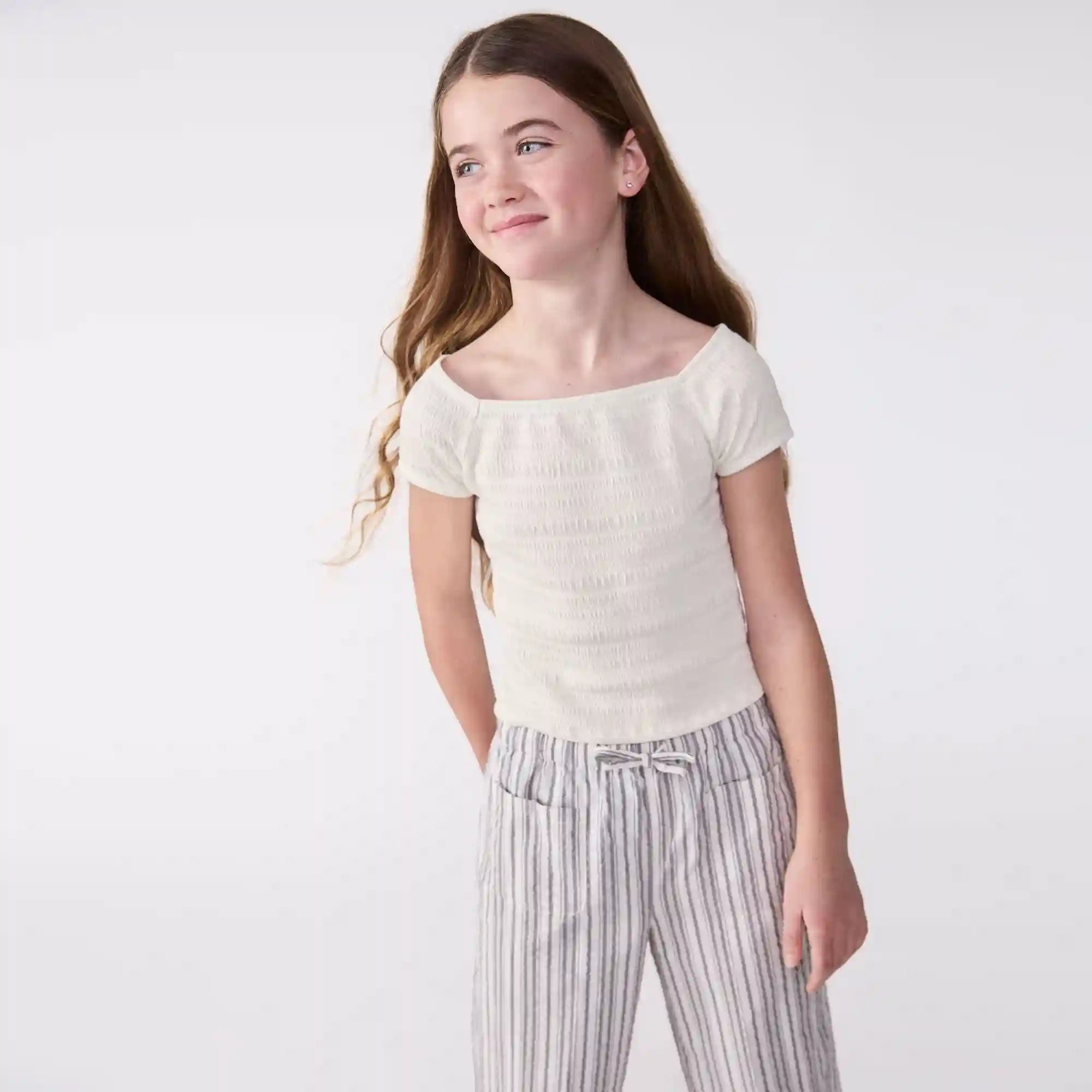 Tween Girls' Knit Smocked T-Shirt