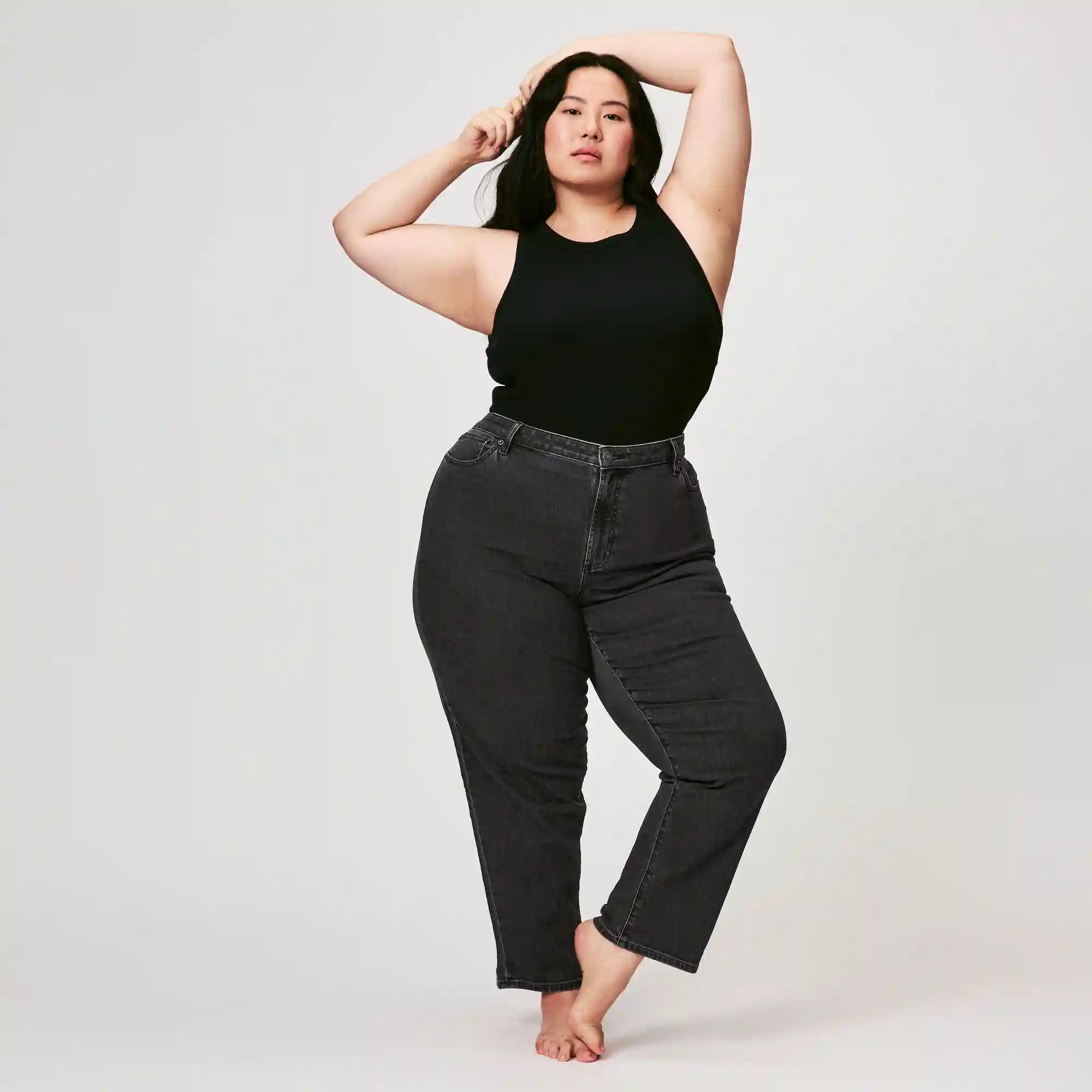 Women+ Black Wash Relaxed Fit Jean