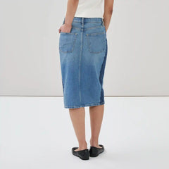 Denim Two Tone Midi Skirt