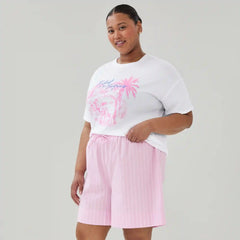 Women+ Cotton Striped Sleep Short