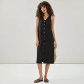 Button Front Midi Dress