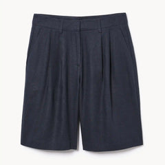 Linen Blend Pleated Short