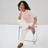 Ribbed Quarter Sleeve T-Shirt