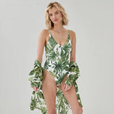 Printed V-Neck Swimsuit