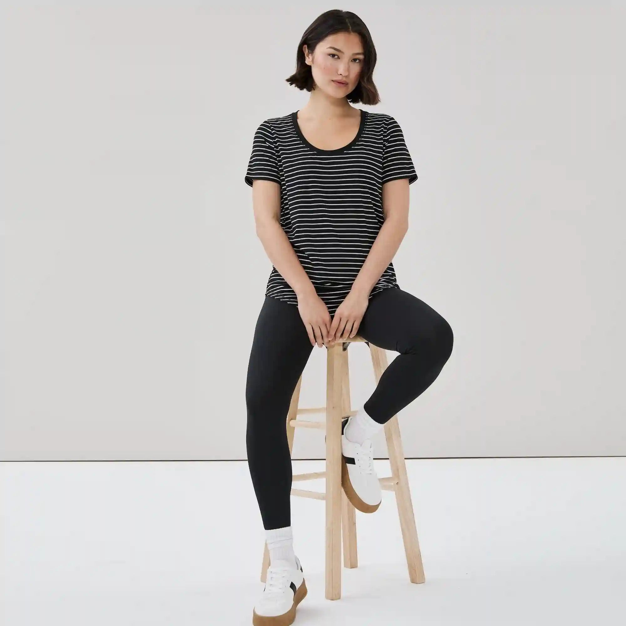 Active Scoop Neck Striped T-Shirt