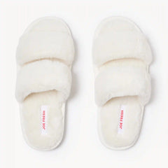 Faux Fur Double Strap Slippers