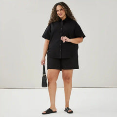 Women+ Linen Cotton Button-Up Shirt