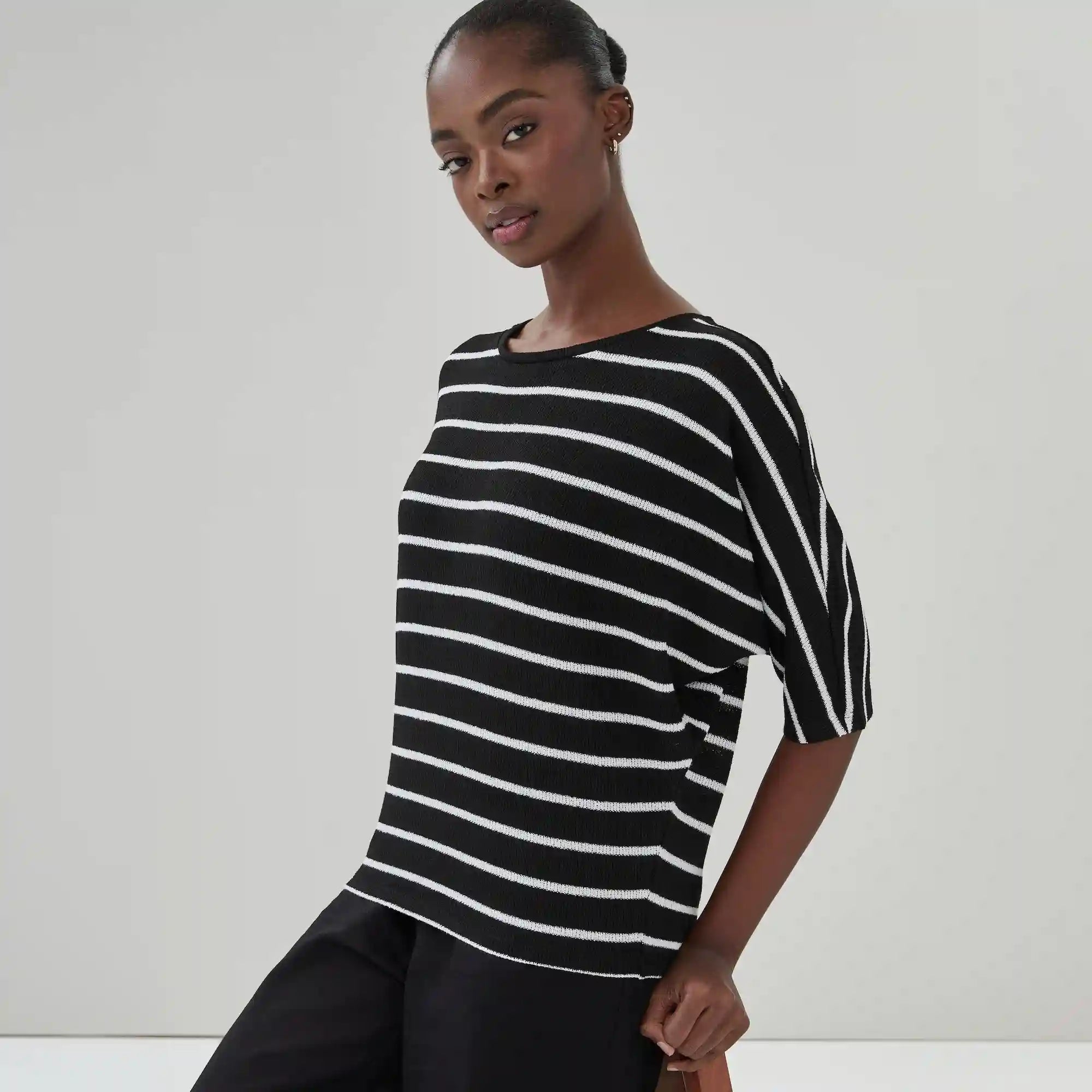 Striped Relaxed Short Sleeve Top