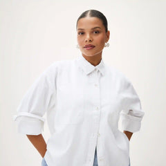 Women+ Linen Cotton Cropped Long Sleeve Shirt