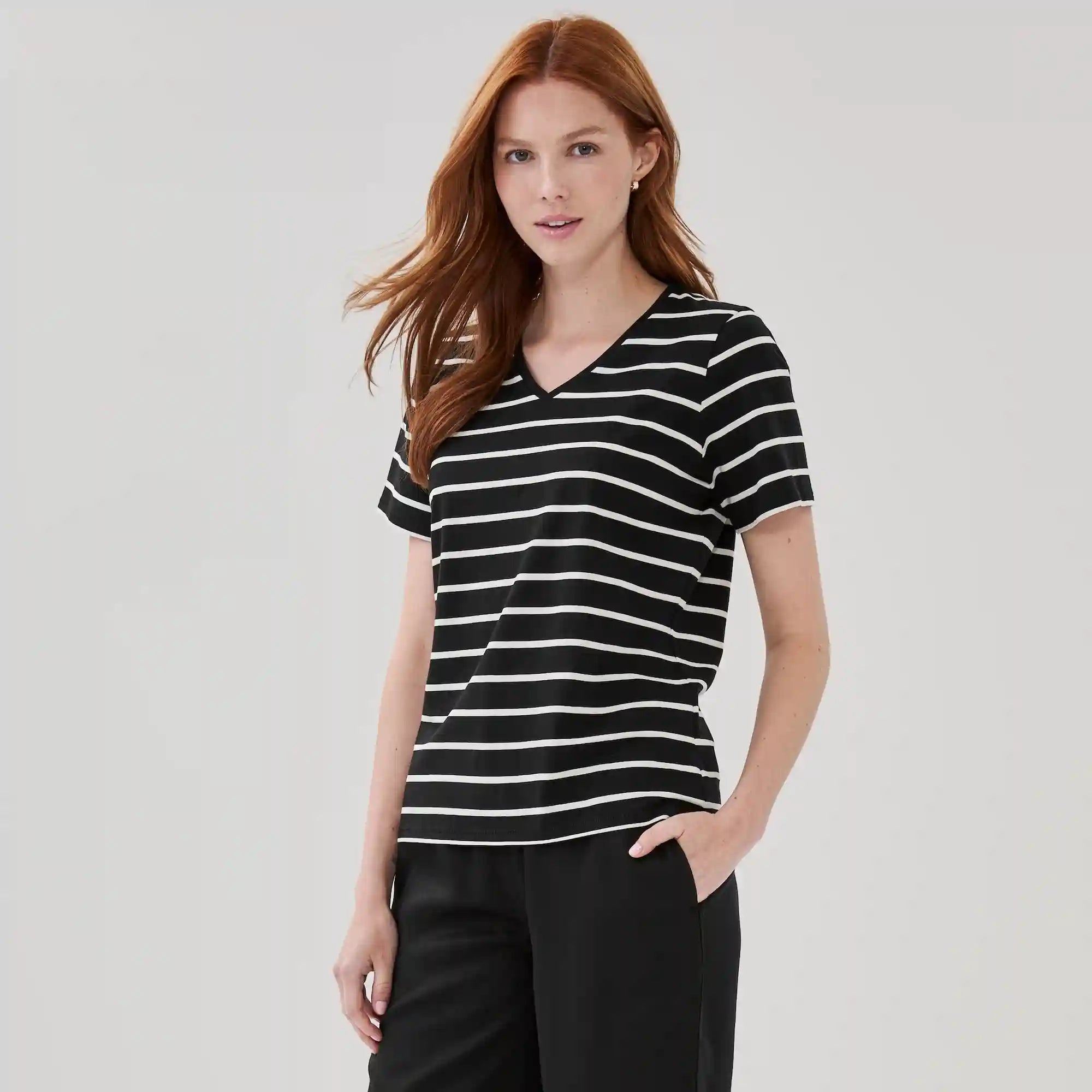 V-Neck Striped T-Shirt