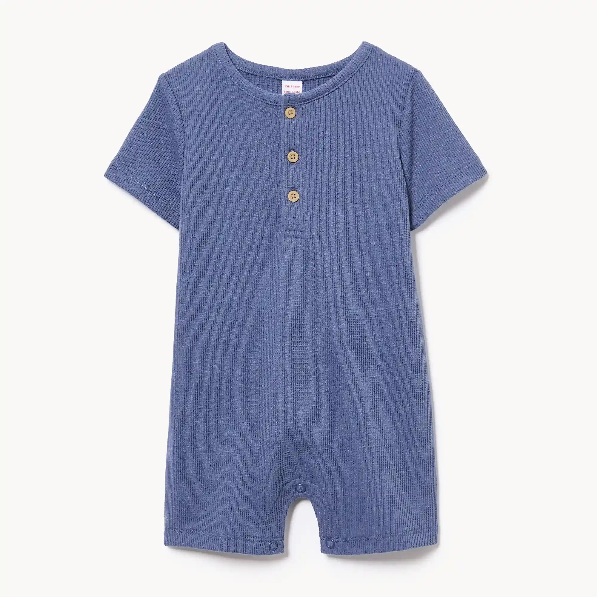 Baby Boys' Waffle Knit Henley Romper