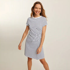 Striped Ruched T-Shirt Dress