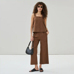 Linen Cotton Square Neck Tank